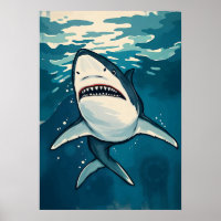 Cartoon Great White Shark – Ocean Predator Art