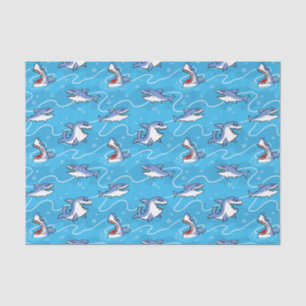 Cartoon Great White Sharks Tissue Paper