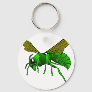 Cartoon green and lime hornet wasp bee key ring