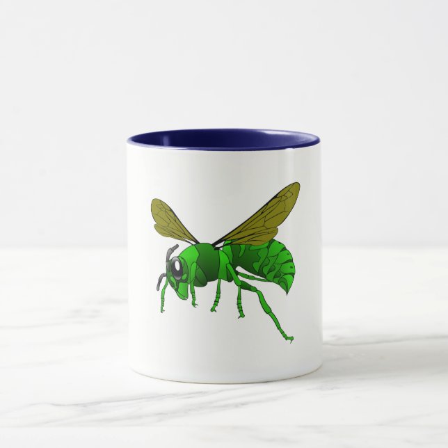 Cartoon green and lime hornet wasp bee mug (Center)