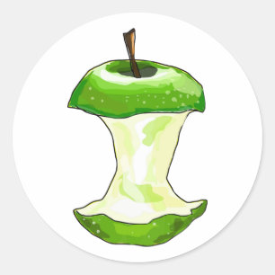 Cartoon Green Apple (Granny Smith) Apple Core Classic Round Sticker