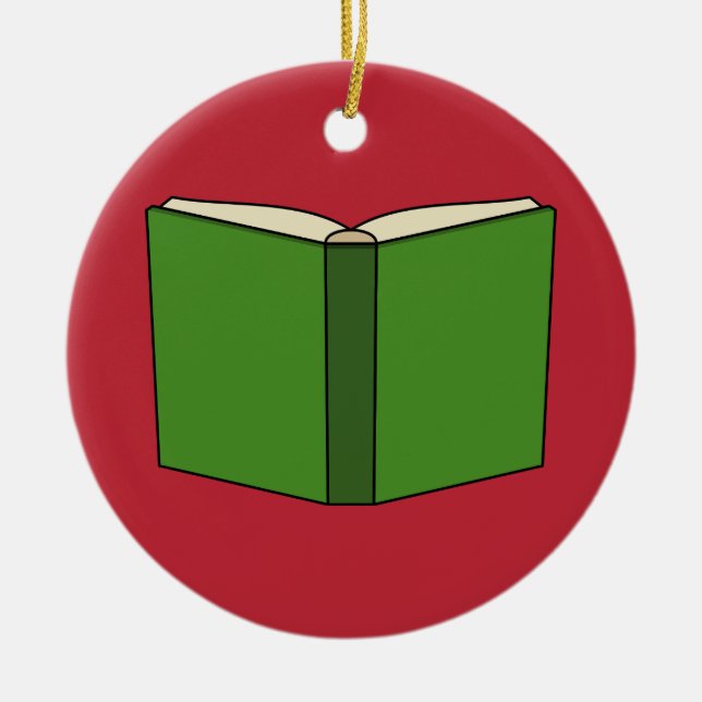 Cartoon Green Book Ceramic Ornament (Front)