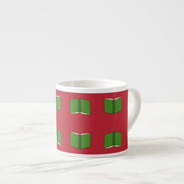 Cartoon Green Book Espresso Cup (Front Right)