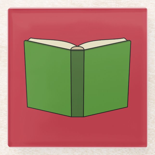 Cartoon Green Book Glass Coaster (Front)