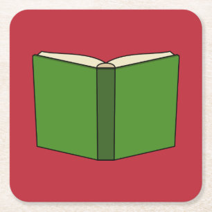 Cartoon Green Book Square Paper Coaster