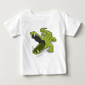 Cartoon green crocodile alligator mouth open baby T-Shirt