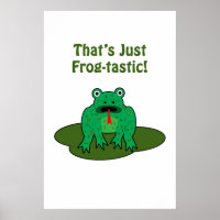 Cartoon green frog That's Just Frog-Tastic