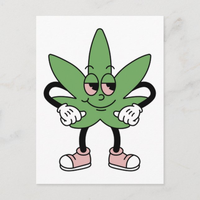 Cartoon Green Leaf Postcard (Front)