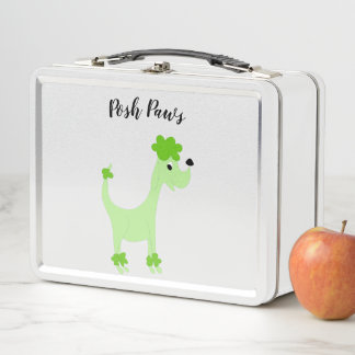 Cartoon green poodle Posh Paws  Metal Lunch Box