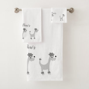 Cartoon grey poodle Posh Paws Bath Towel Set