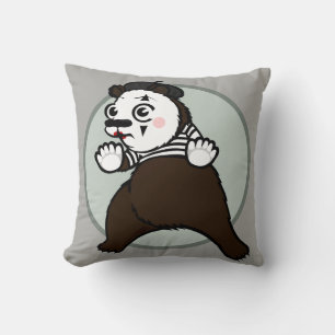 CARTOON GRIZZLY BEAR MIME SQUARE THROW PILLOW