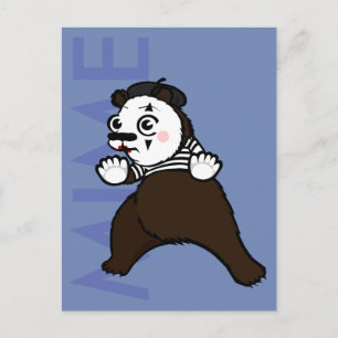 CARTOON GRIZZLY BEAR MIME VERTICAL POSTCARD