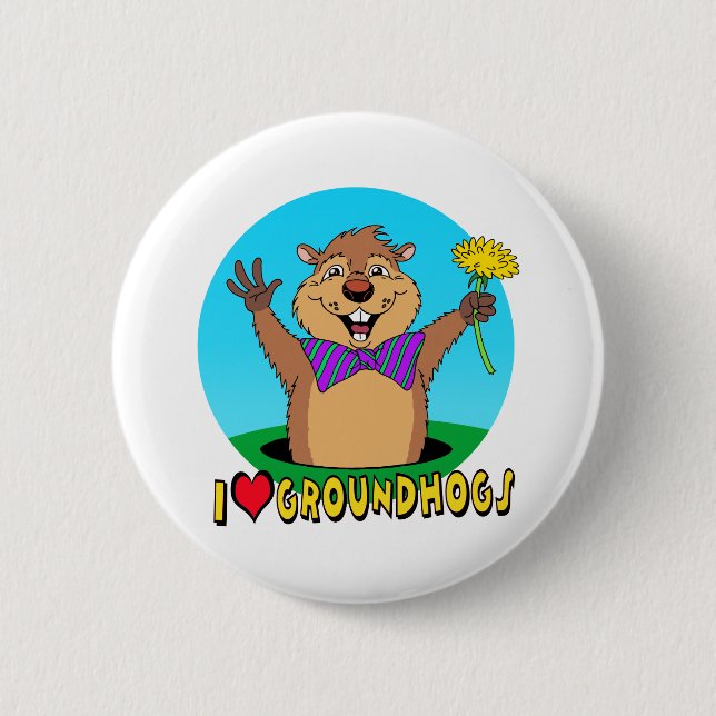 Cartoon Groundhog 6 Cm Round Badge (Front)