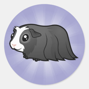Cartoon Guinea Pig (long hair) Classic Round Sticker