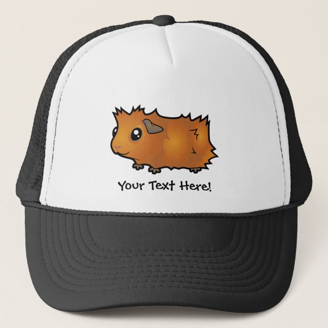 Cartoon Guinea Pig (scruffy) Trucker Hat (Front)
