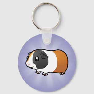 Cartoon Guinea Pig (smooth hair) Key Ring