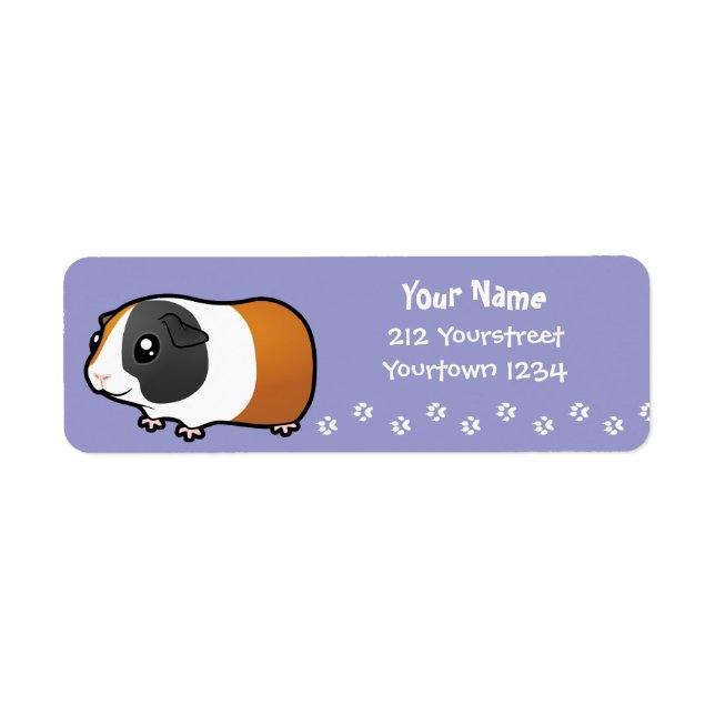 Cartoon Guinea Pig (smooth hair) Return Address Label (Front)