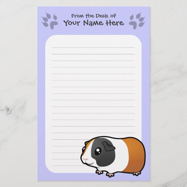 Cartoon Guinea Pig (smooth hair) Stationery (Front)