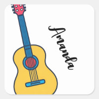 Cartoon Guitar with Bold Neck Strings Name
