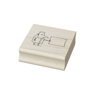 Cartoon Guy with Blank Rectangle Sign rubber stamp