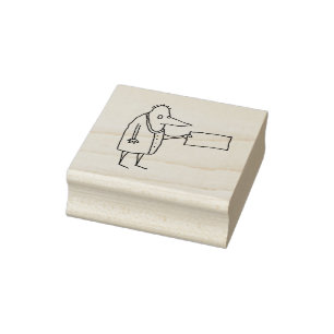 Cartoon Guy with Blank Sign Rubber Stamp