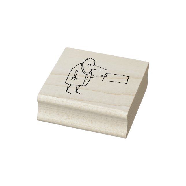 Cartoon Guy with Blank Sign Rubber Stamp (Stamp)
