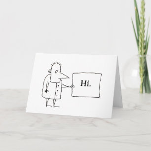 Cartoon Guy with Hi Sign Hello Greeting Card