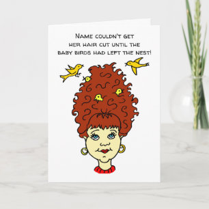 Cartoon Hair Cut Birds Nest Card