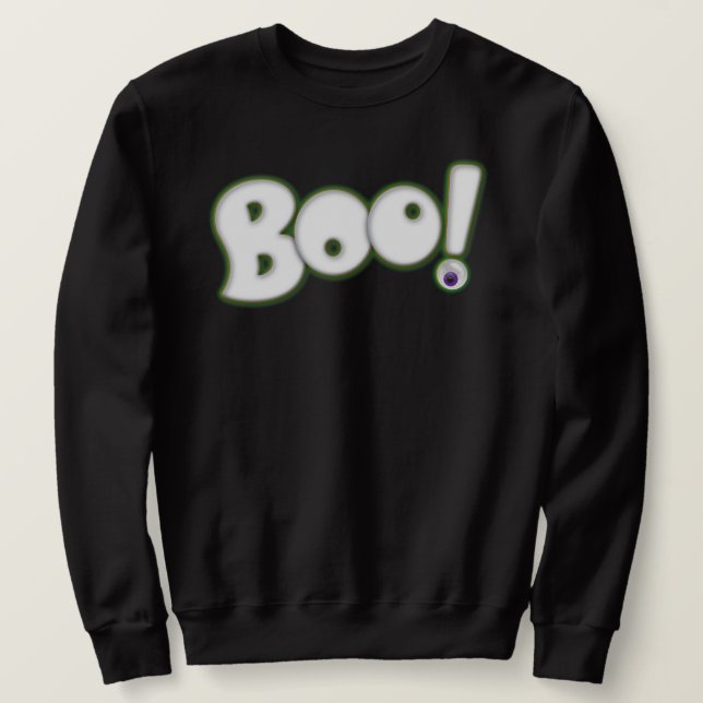 Cartoon Halloween BOO Lettering white ghost type Sweatshirt (Design Front)