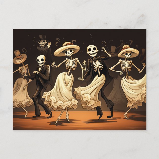 Cartoon Halloween Swing Dance Postcard (Front)