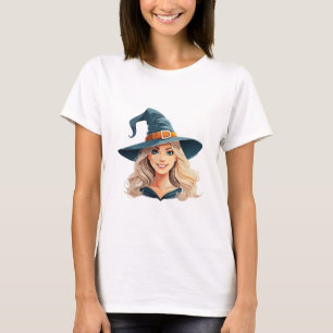 Cartoon halloween witch portrait T-Shirt