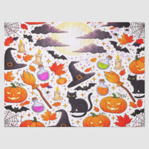 Cartoon Halloween Witches Candy Corn Pumpkins Kids Tissue Paper
