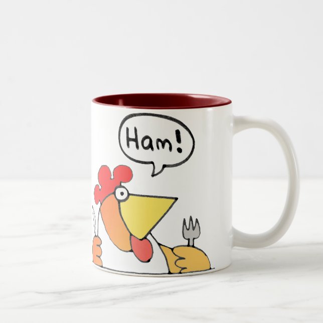Cartoon Ham & Egg Breakfast Mug (Right)