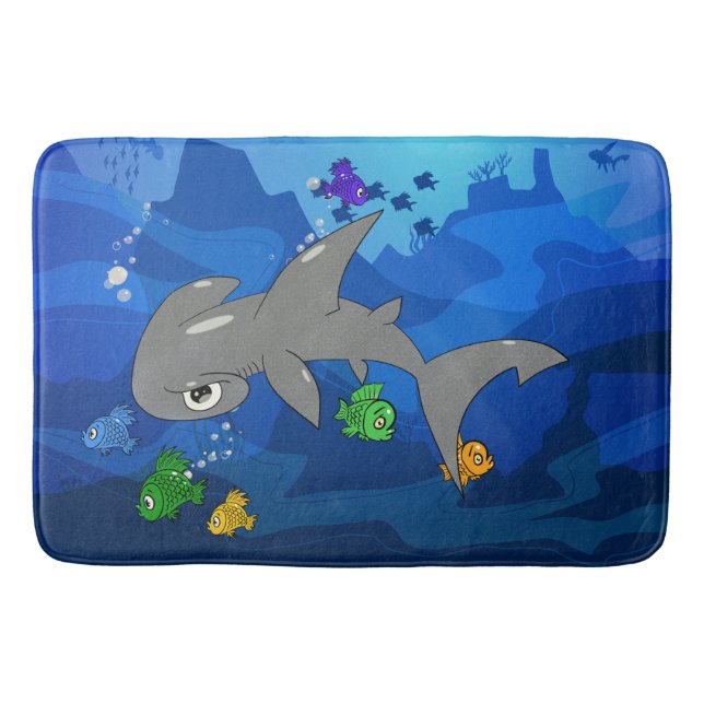 Cartoon Hammerhead Shark Bath Mat (Front)
