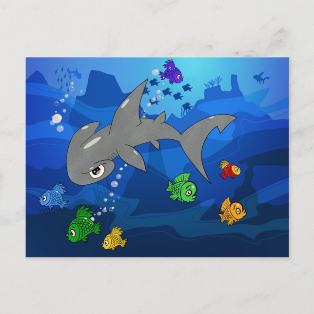 Cartoon Hammerhead Shark Postcard (Front)