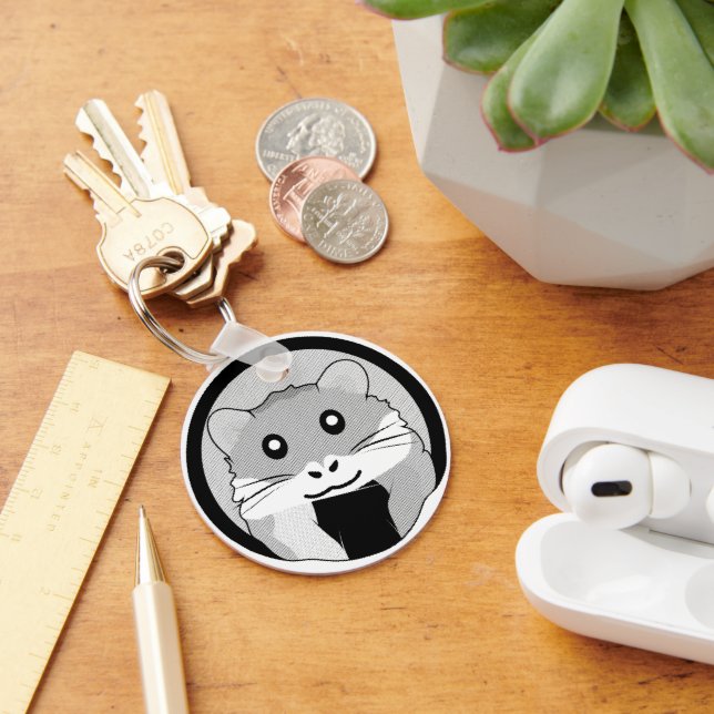 Cartoon Hamster Scarfed Joy Key Ring (Desk)