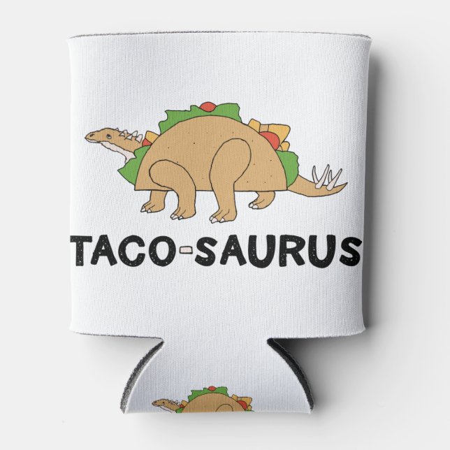 Cartoon Hand Drawn Taco Dinosaur Tacosaurus Rex Can Cooler (Front)