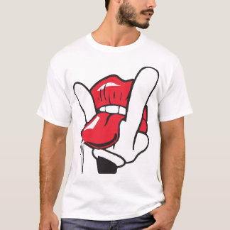 Cartoon Hand Tongue Licking Lips Swag Funny Cool C T-Shirt