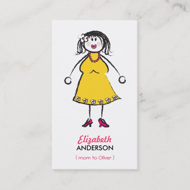 Cartoon Happy Family Mummy Of Boy Calling Card (Front)