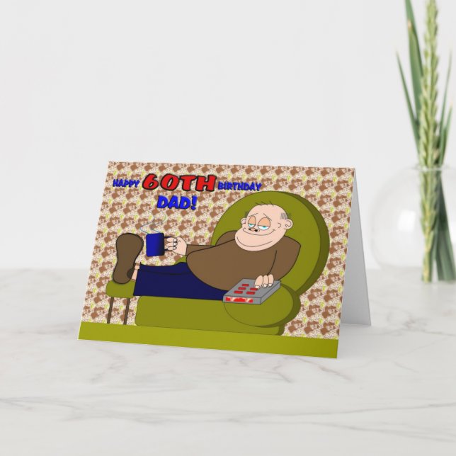 Cartoon Happy Sixtieth Birthday Dad Card (Front)