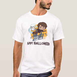 Cartoon Harry and Hedwig Flying Past Hogwarts T-Shirt