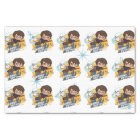 Cartoon Harry and Hedwig Flying Past Hogwarts