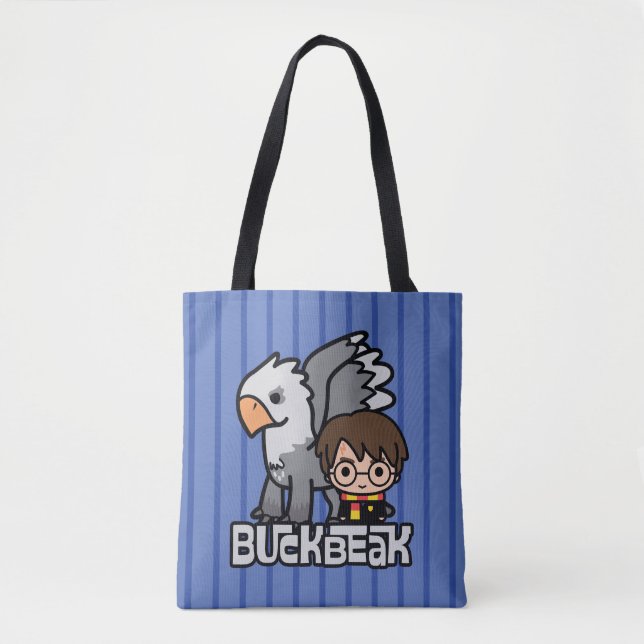 Cartoon Harry Potter and Buckbeak Tote Bag (Front)