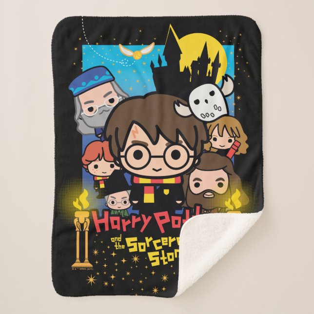 Cartoon Harry Potter and the Sorcerer's Stone Sherpa Blanket (Front)