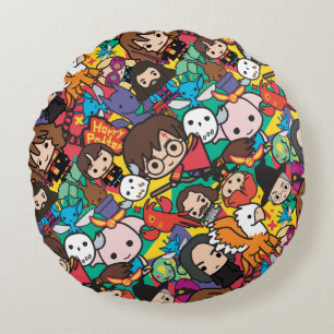 Cartoon Harry Potter Character Toss Pattern Round Cushion