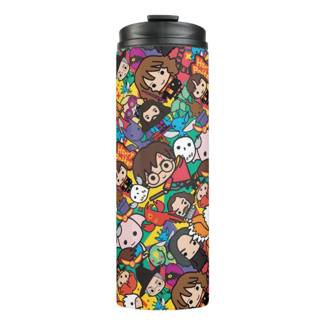 Cartoon Harry Potter Character Toss Pattern Thermal Tumbler (Front)