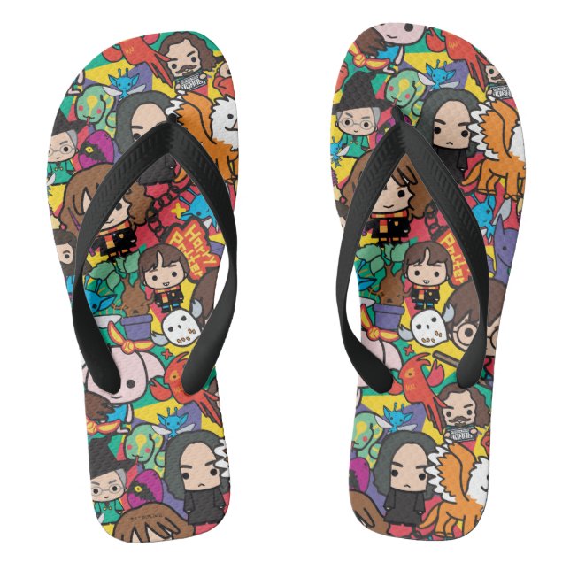 Cartoon Harry Potter Character Toss Pattern Thongs (Footbed)