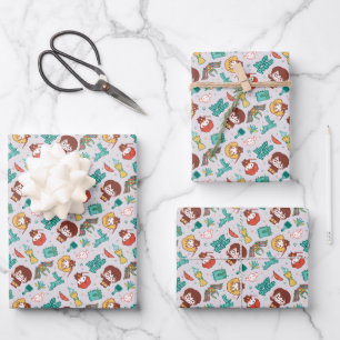Cartoon HARRY POTTER™ Creatures & Spells Pattern Wrapping Paper Sheet