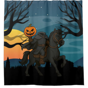cartoon Headless Horseman Halloween/Autumn Shower Curtain