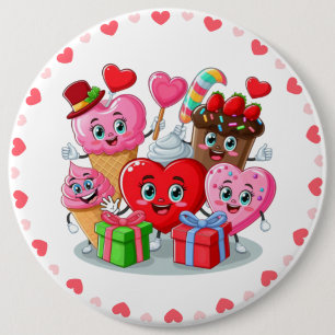 Cartoon Heart & Sweet friends valentine's day 6 Cm Round Badge